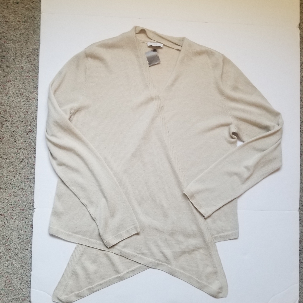 NEW J.Jill Cardigan open front waterfall linen blend neutral Basic Travel - Picture 5 of 10